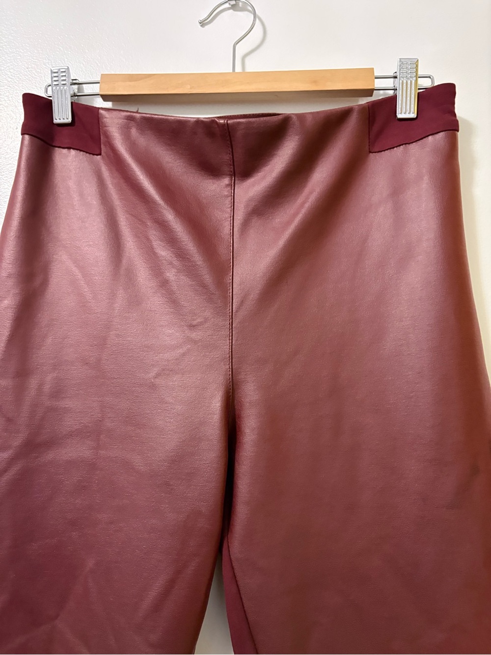Betabrand Faux Burgundy Leather New Yoga Dress Pants Size Large Petite - Picture 8 of 13